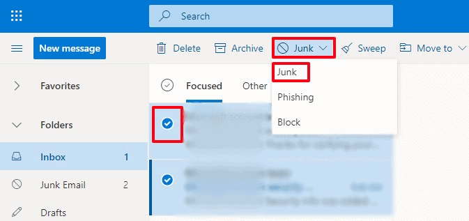 how to find spam folder in outlook