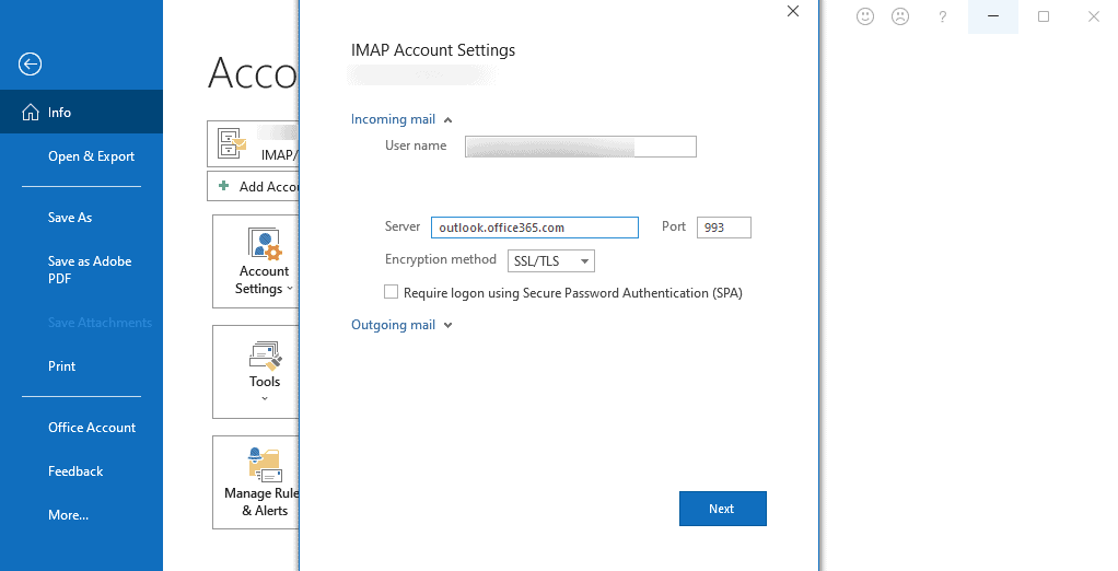 microsoft outlook cannot connect to the server office 365