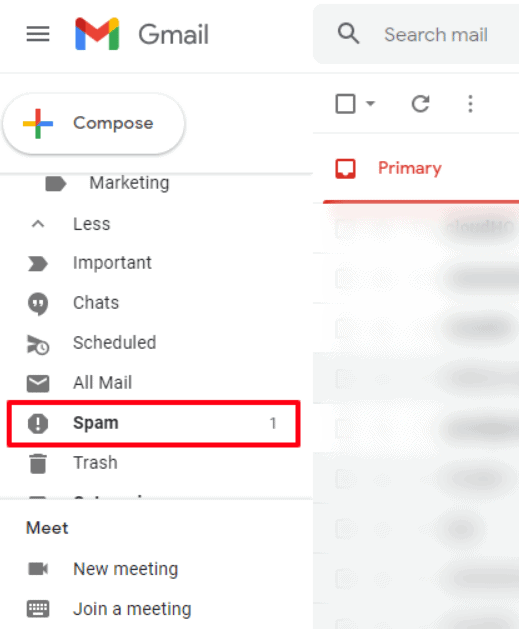 how to access spam folder in gmail