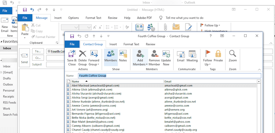 how to add a new email group to outlook