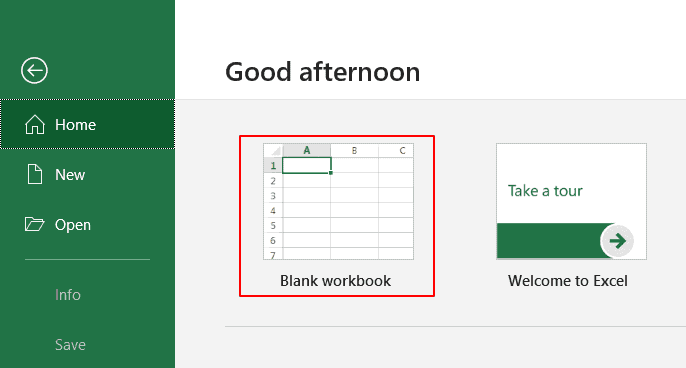 Blank workbook