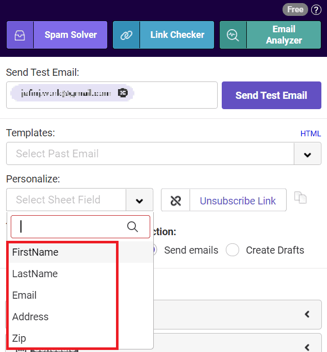 Column names