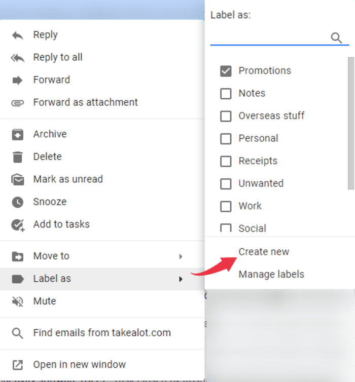 Create new label deals gmail