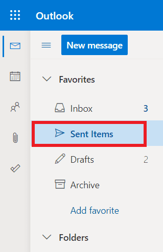 Sent items folder