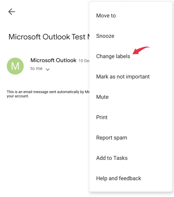 Change labels button inside Gmail Android app