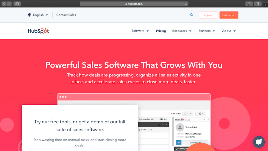 HubSpot Sales home page