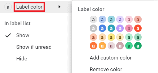 Label color button