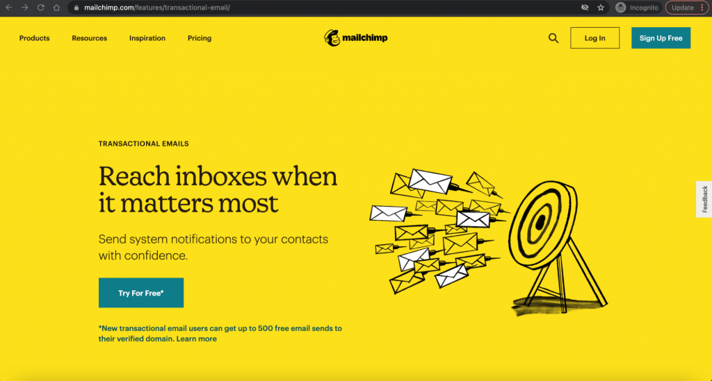 Mailchimp home page