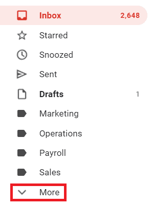 More button in sidebar