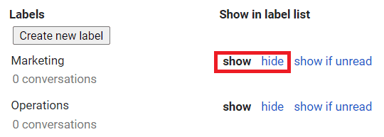 Show or Hide labels
