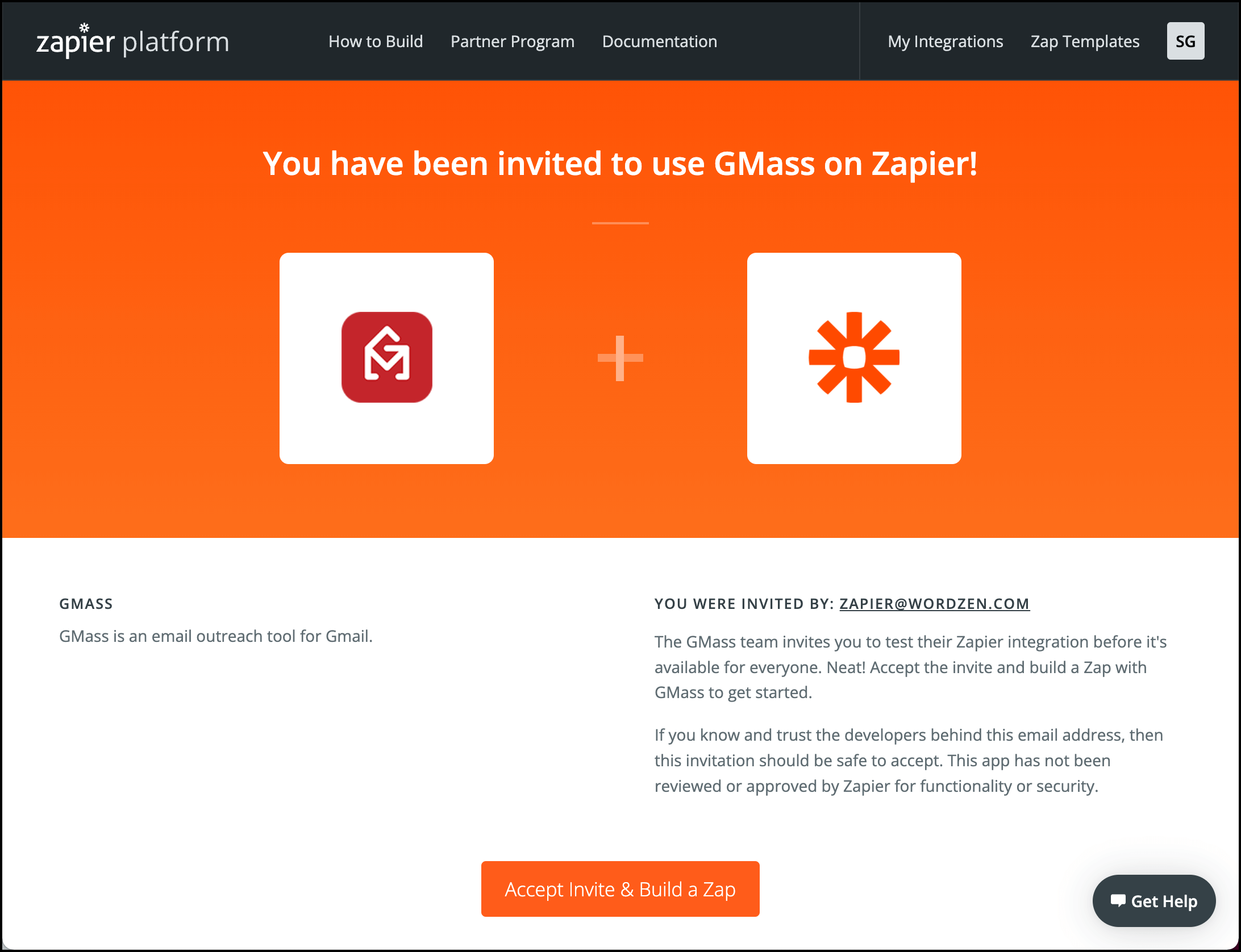 Follow the link to the GMass-Zapier public beta
