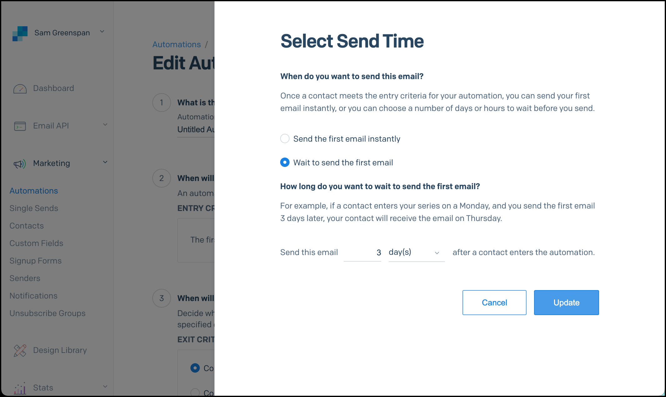 SendGrid selection of send time