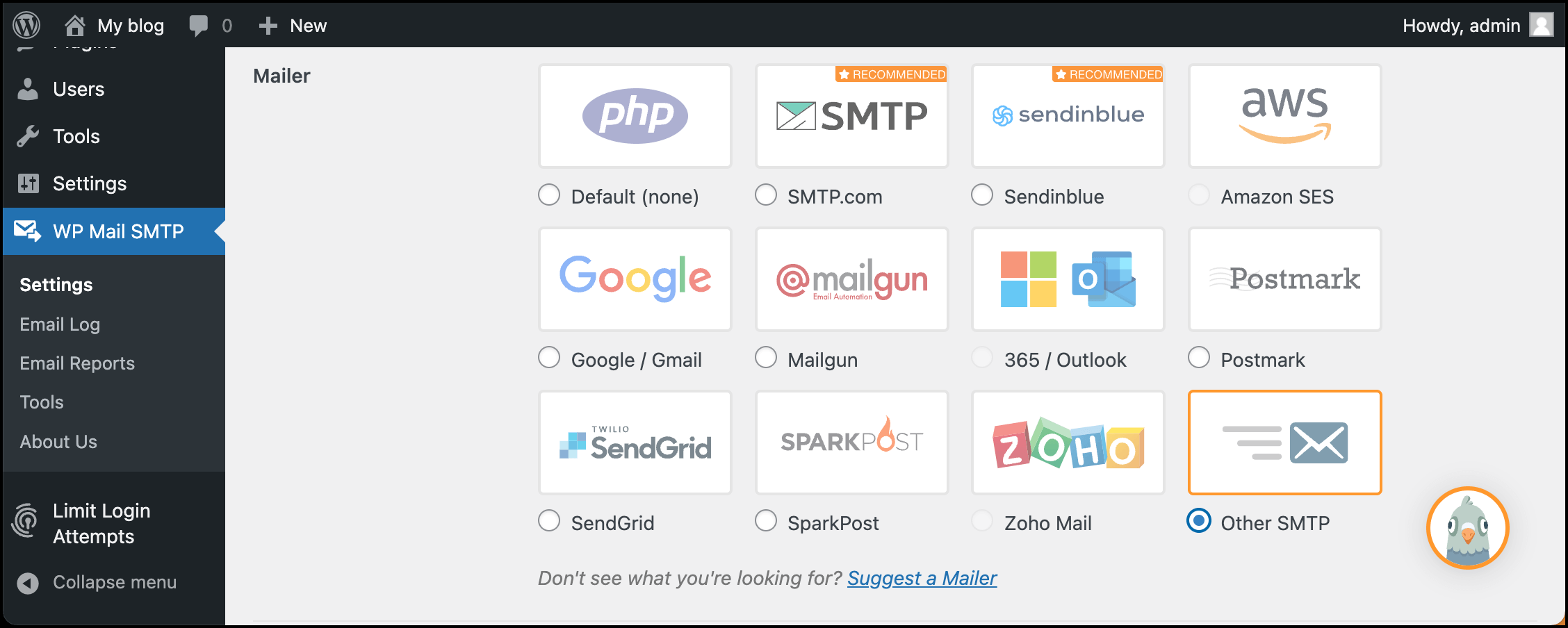 SMTP mailer options