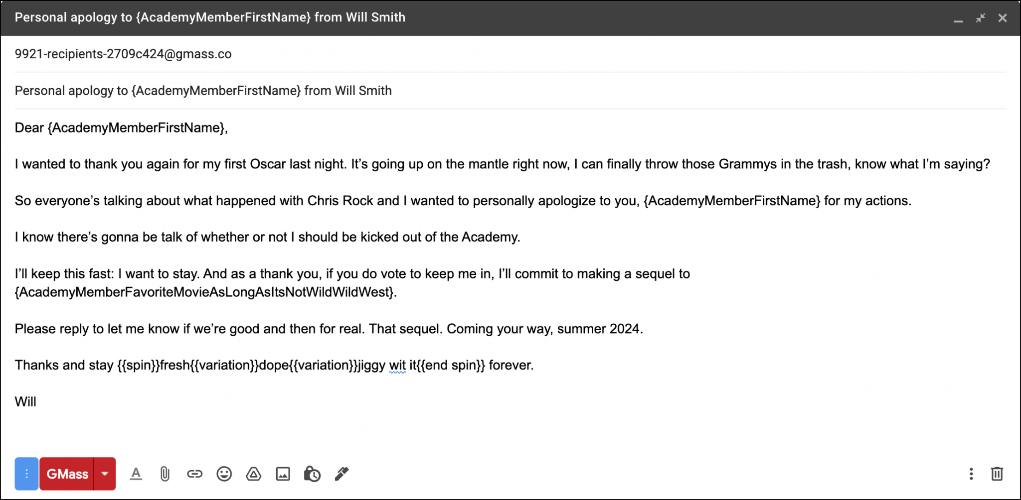 The cold email sequence Will Smith sent the Academy to try to keep his spot