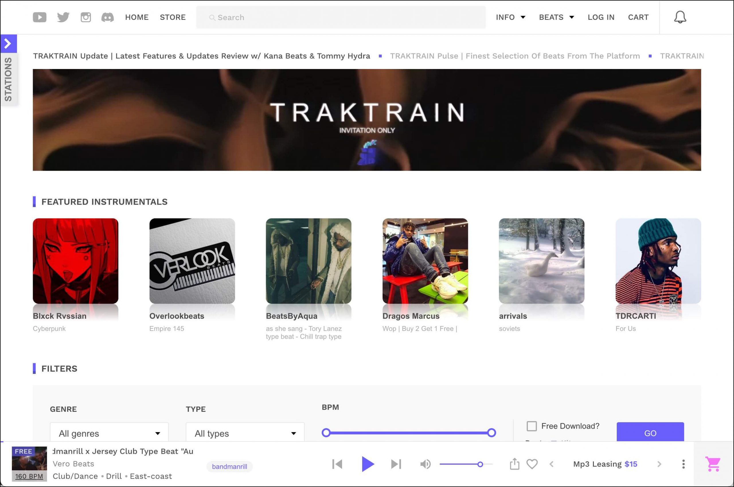 Traktrain marketplace for beat makers