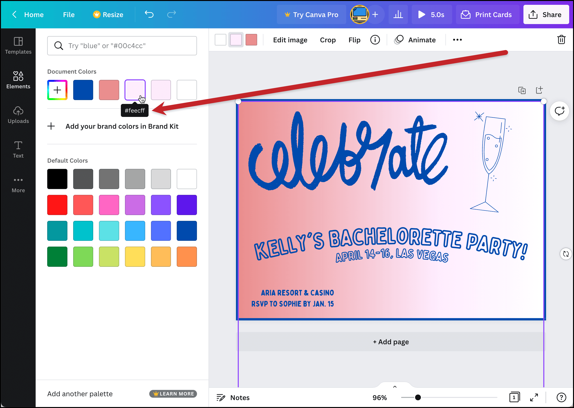 Getting the background color for bachelorette party invites