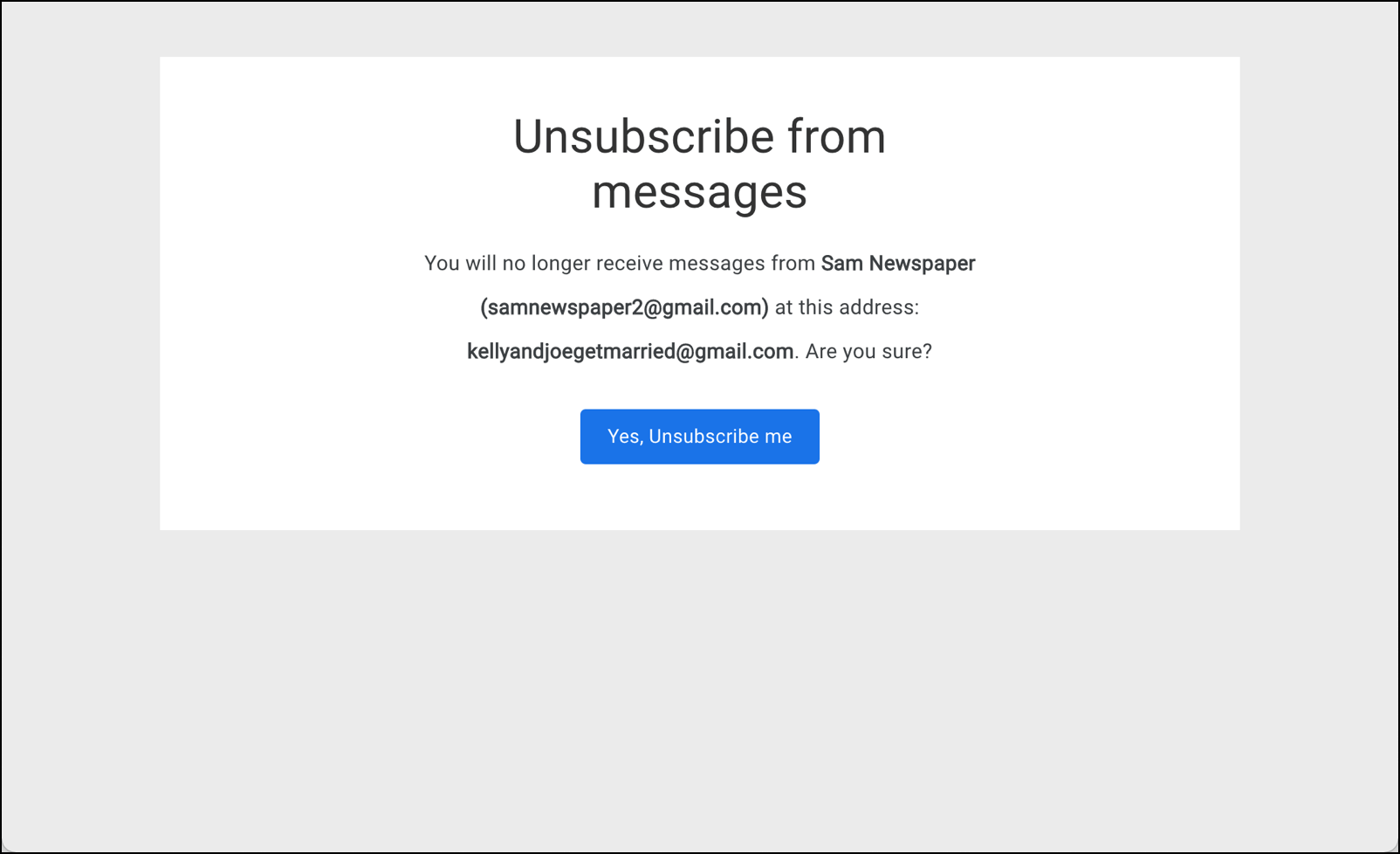 Gmail multi-send unsubscribe page