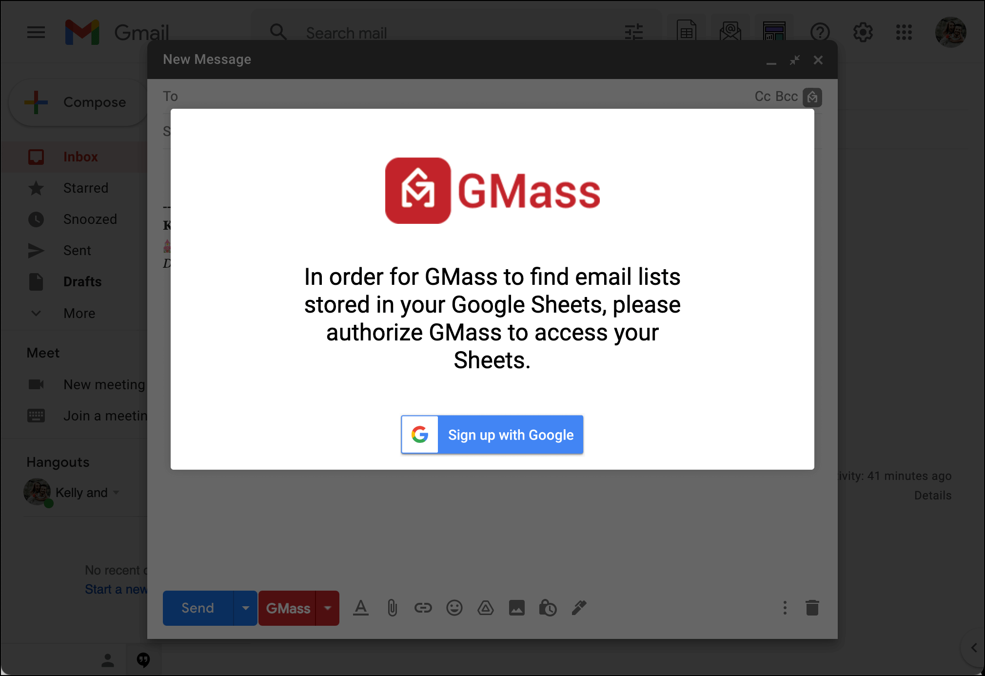 Give GMass permission to connect
