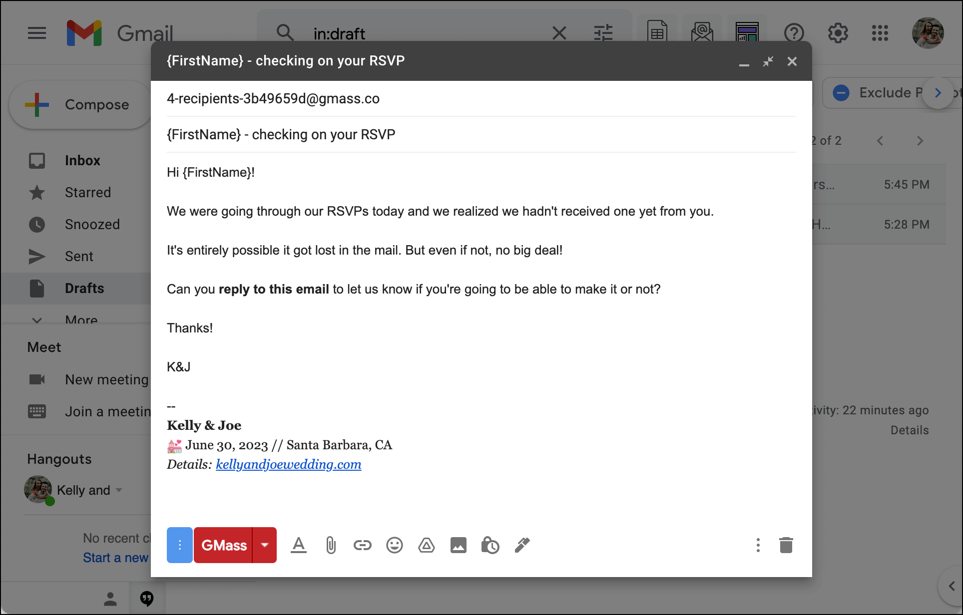 A polite but firm RSVP check email