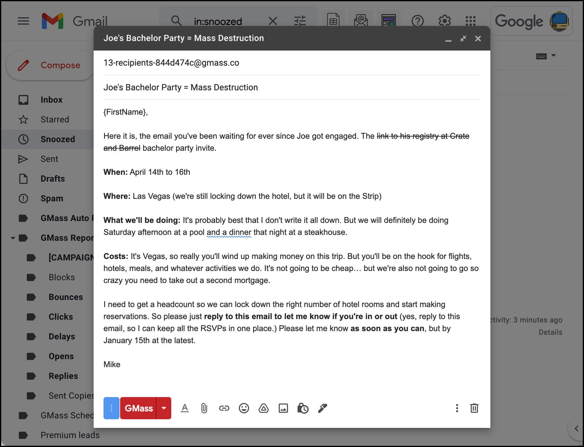 Compose your email in Gmail