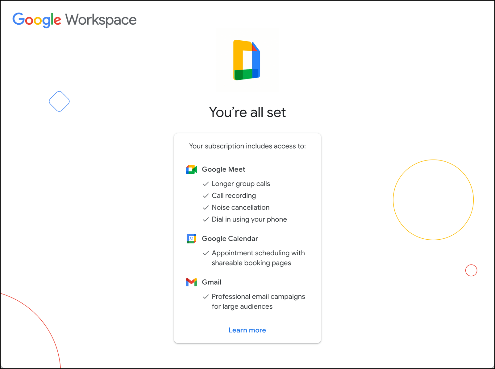 Signing up for Google Workspace Individual
