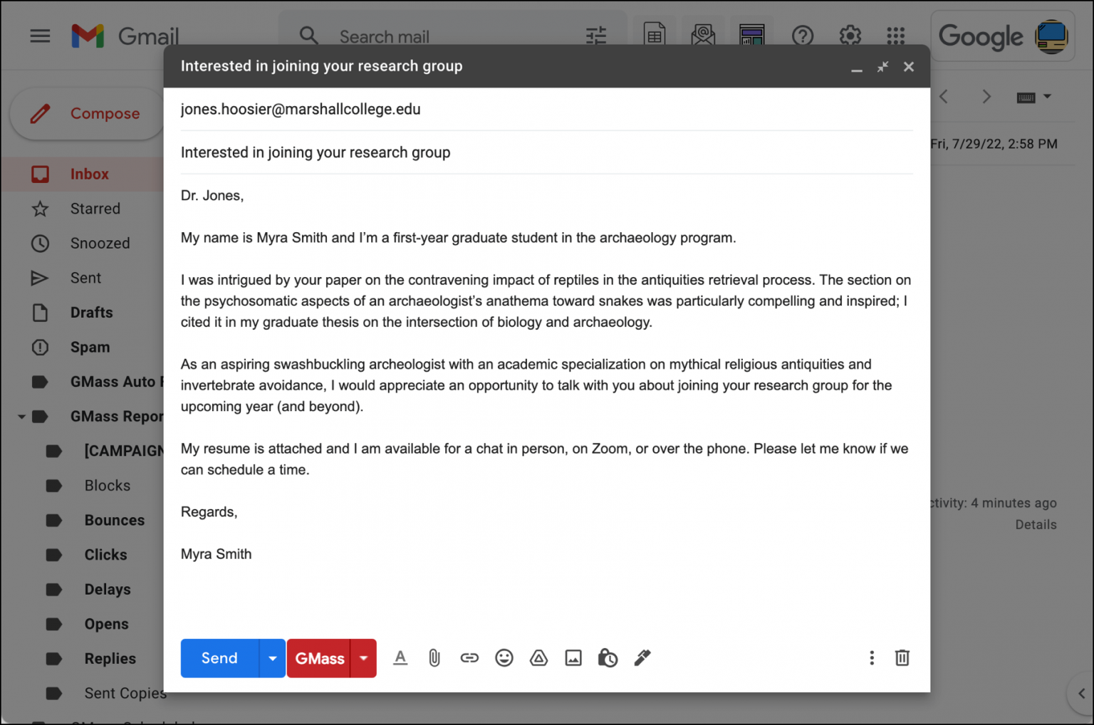 how to write email to professor for research assistantship sample