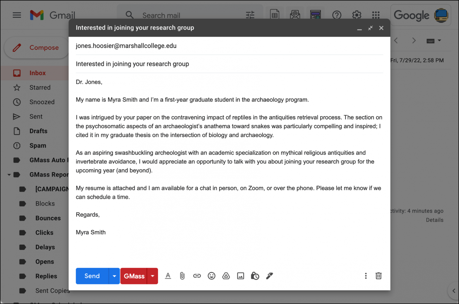 How To Email A Professor Cold Email Strategies Examples Templates   Professor Composeemail Tinified 1536x1018 