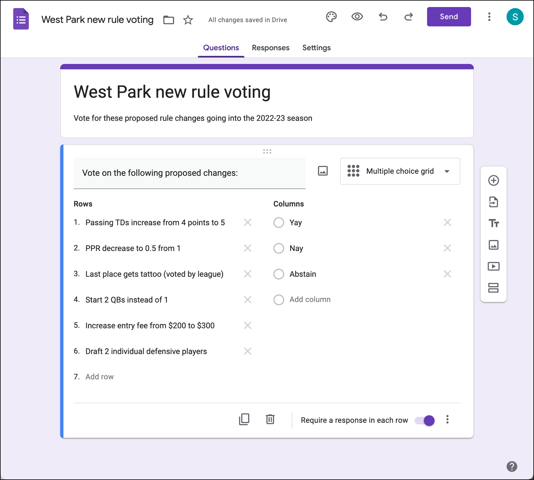 Create your voting poll in Google Forms