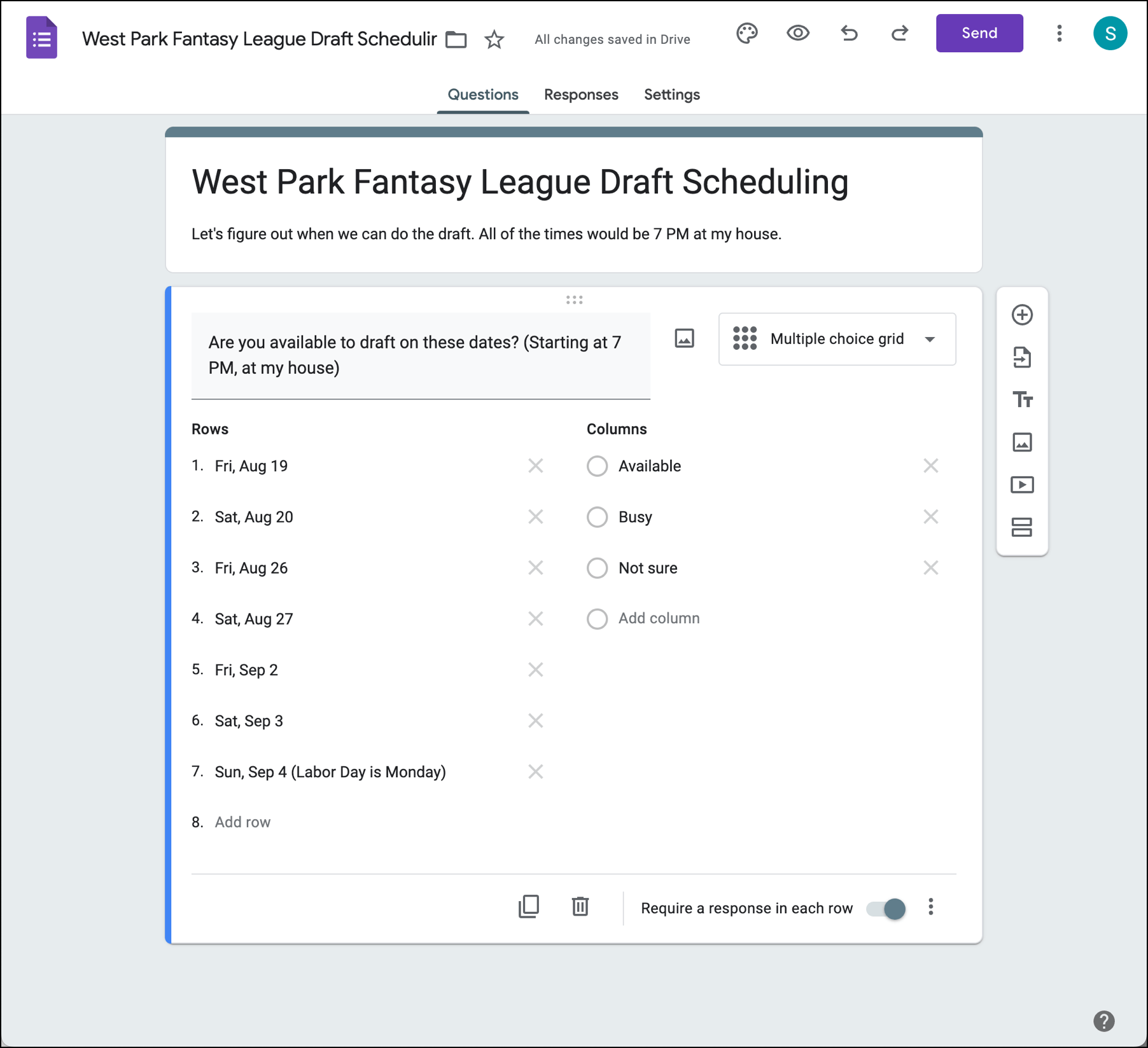 Create a poll on Google Forms