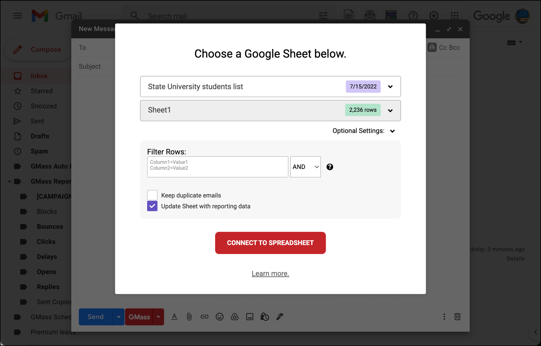 Connect to the Google Sheet