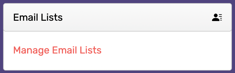 Email lists settings