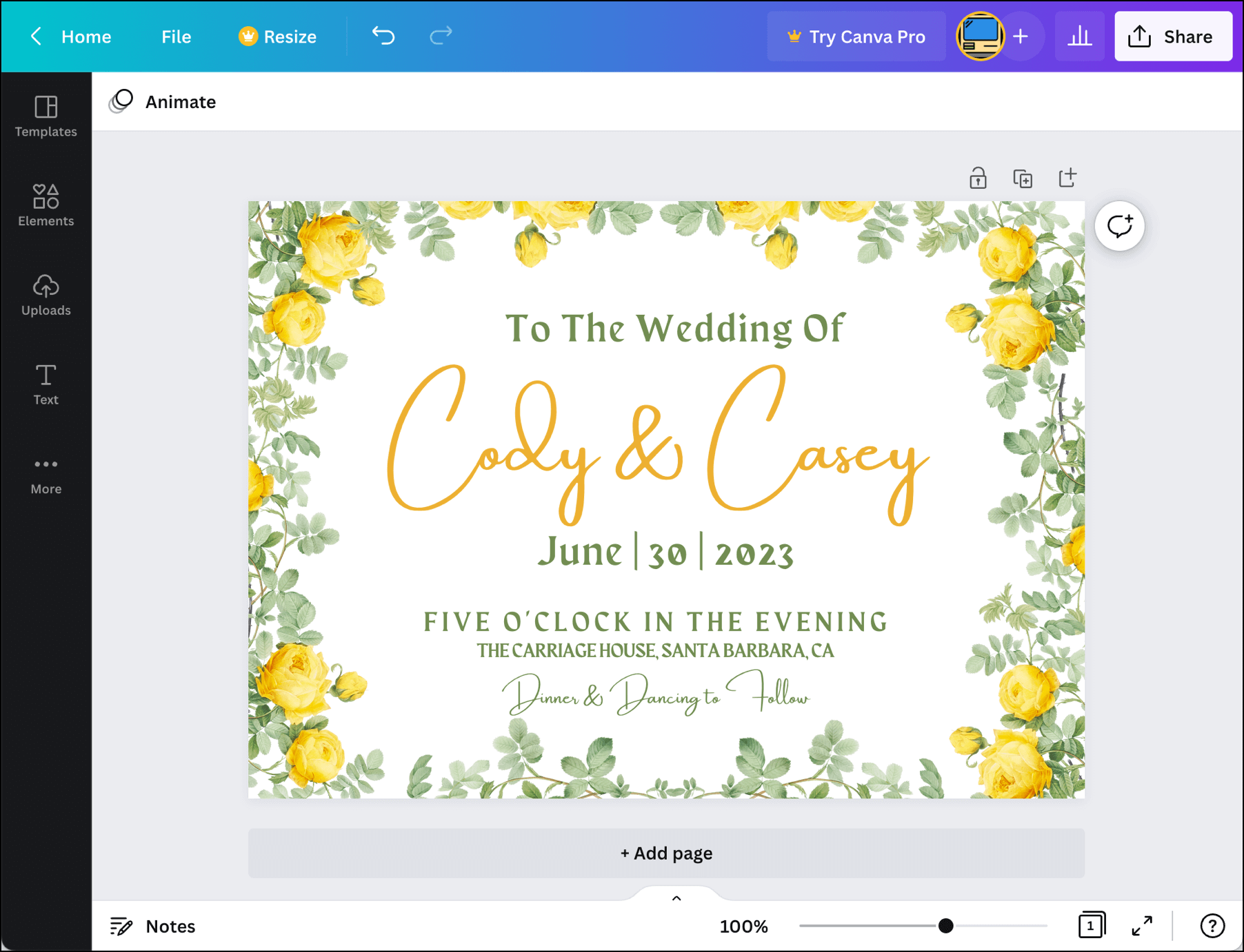 Customize your wedding invite