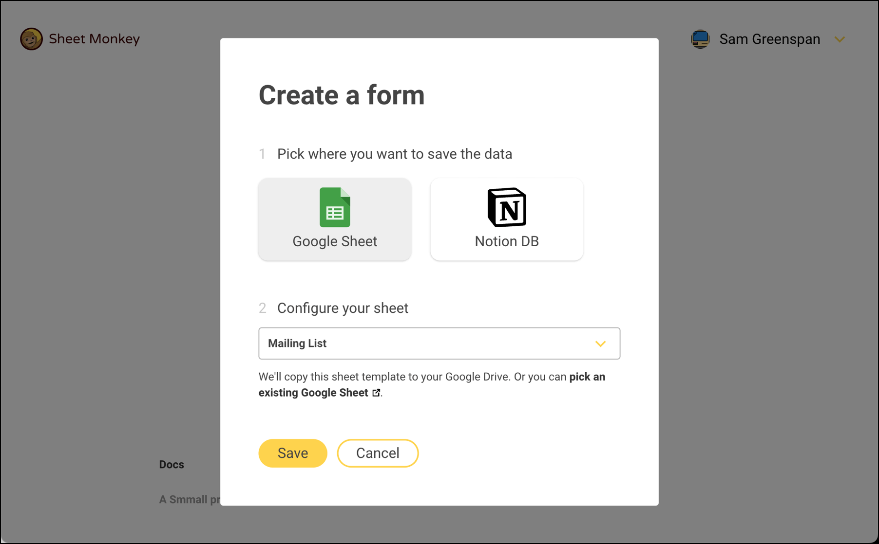 Form creation options