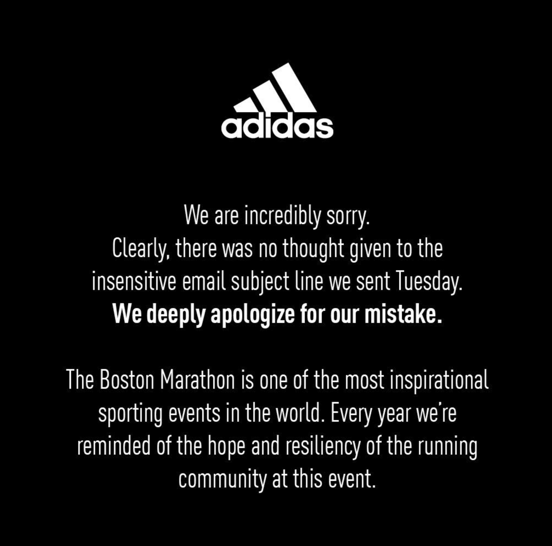 Adidas's big email apology