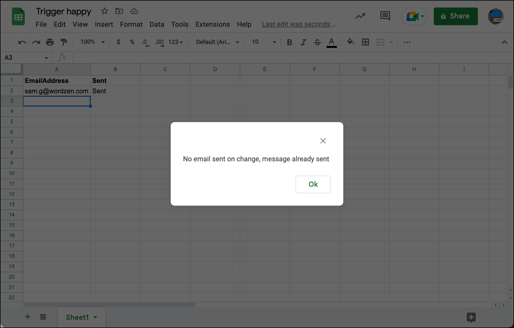 The script won't send multiple emails to one person