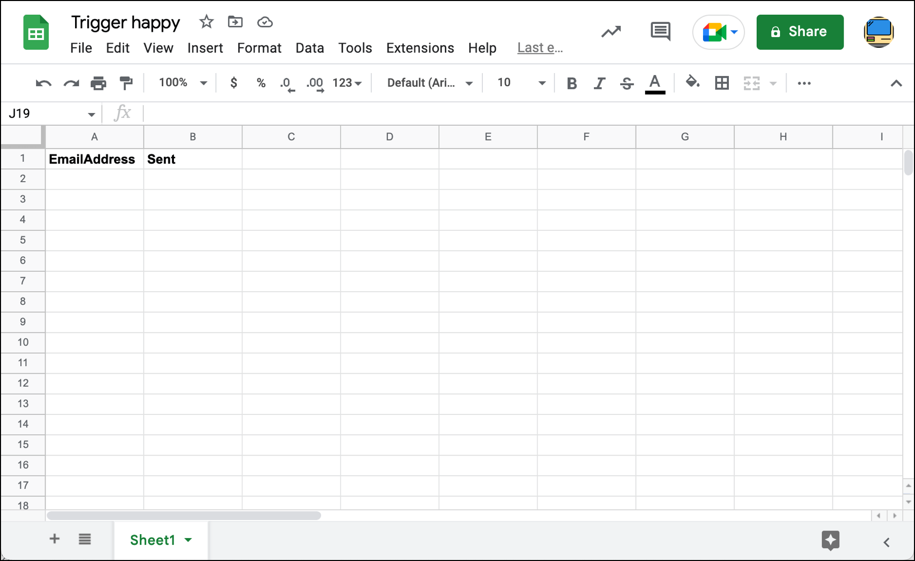 Create a Google Sheet for your campaign