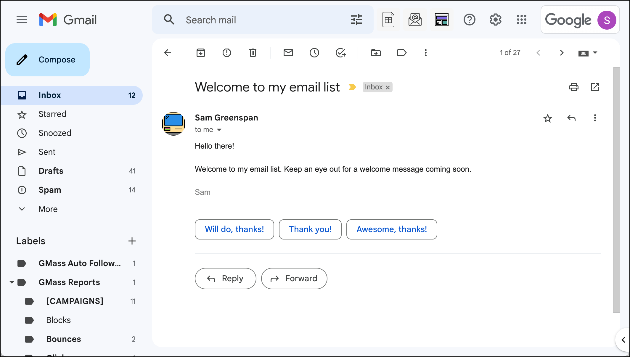 There's your email