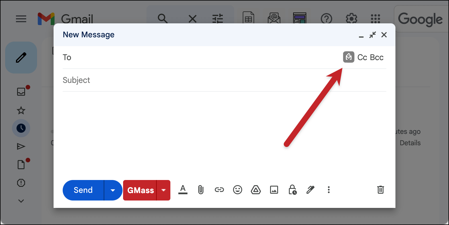 Click the GMass icon to connect to a sheet.