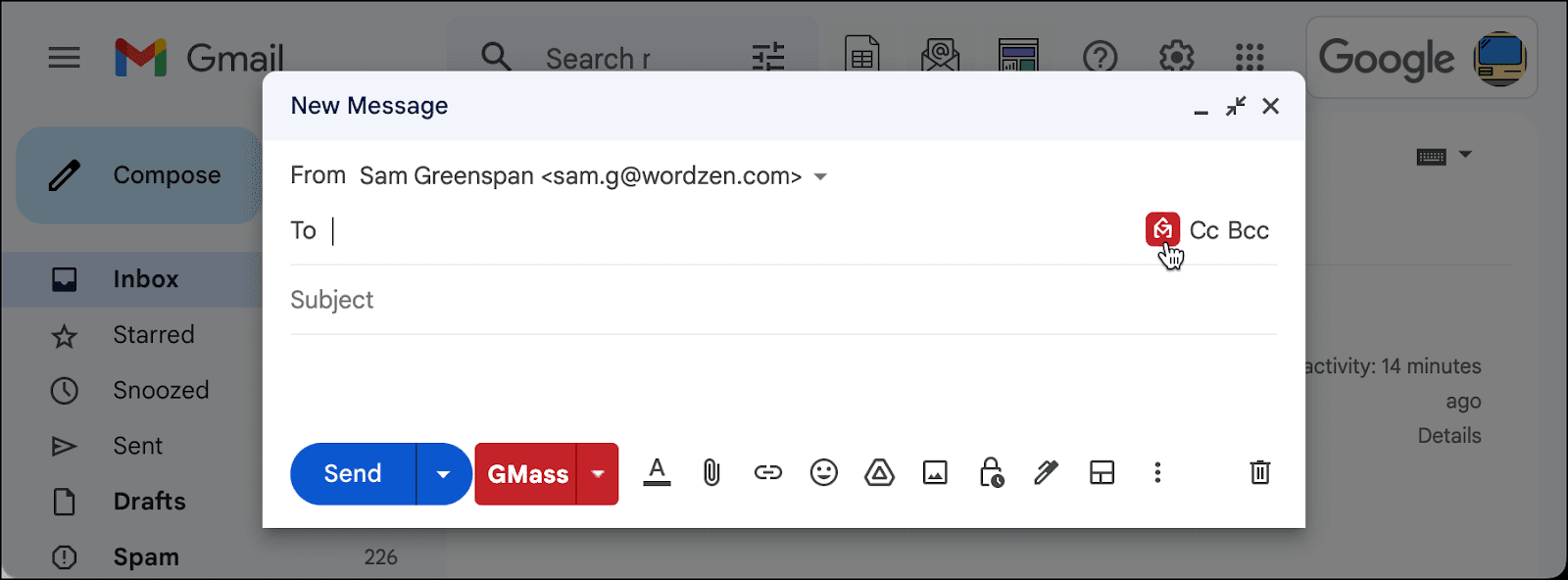 Click the GMass icon