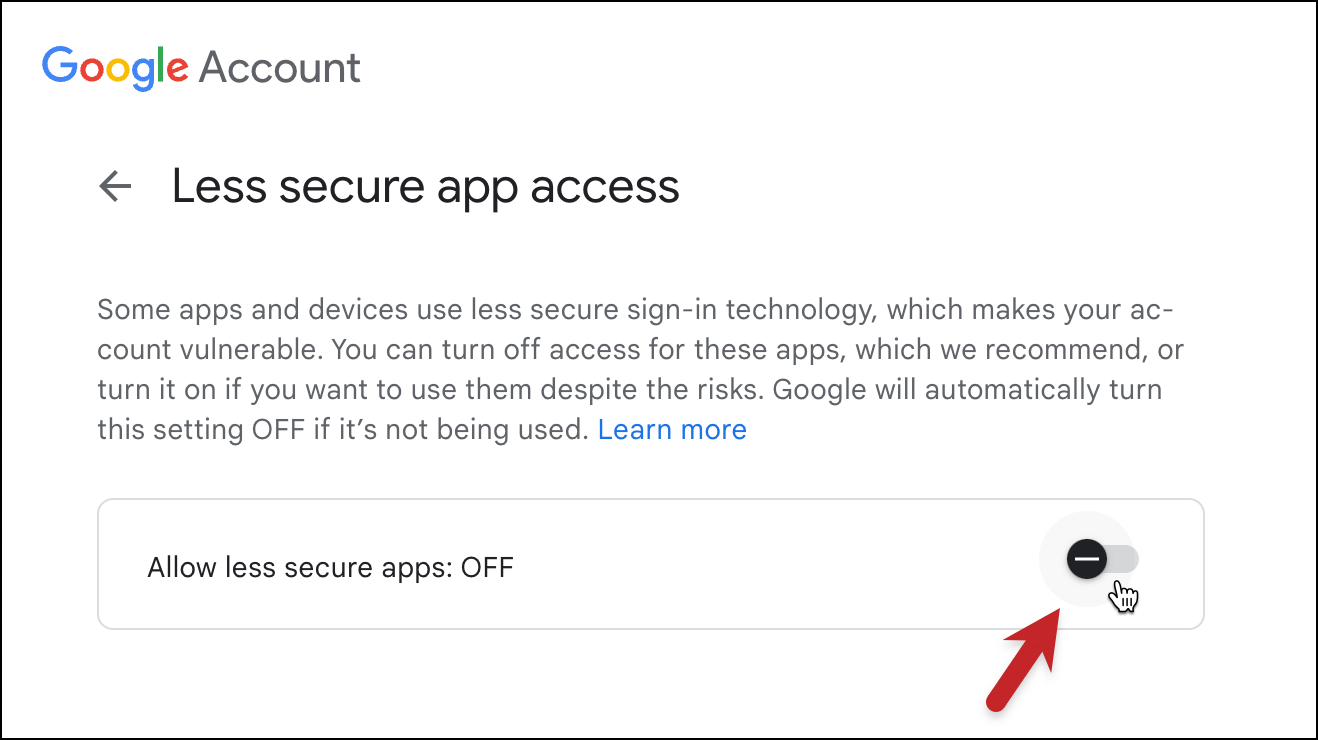 You have to allow less secure apps
