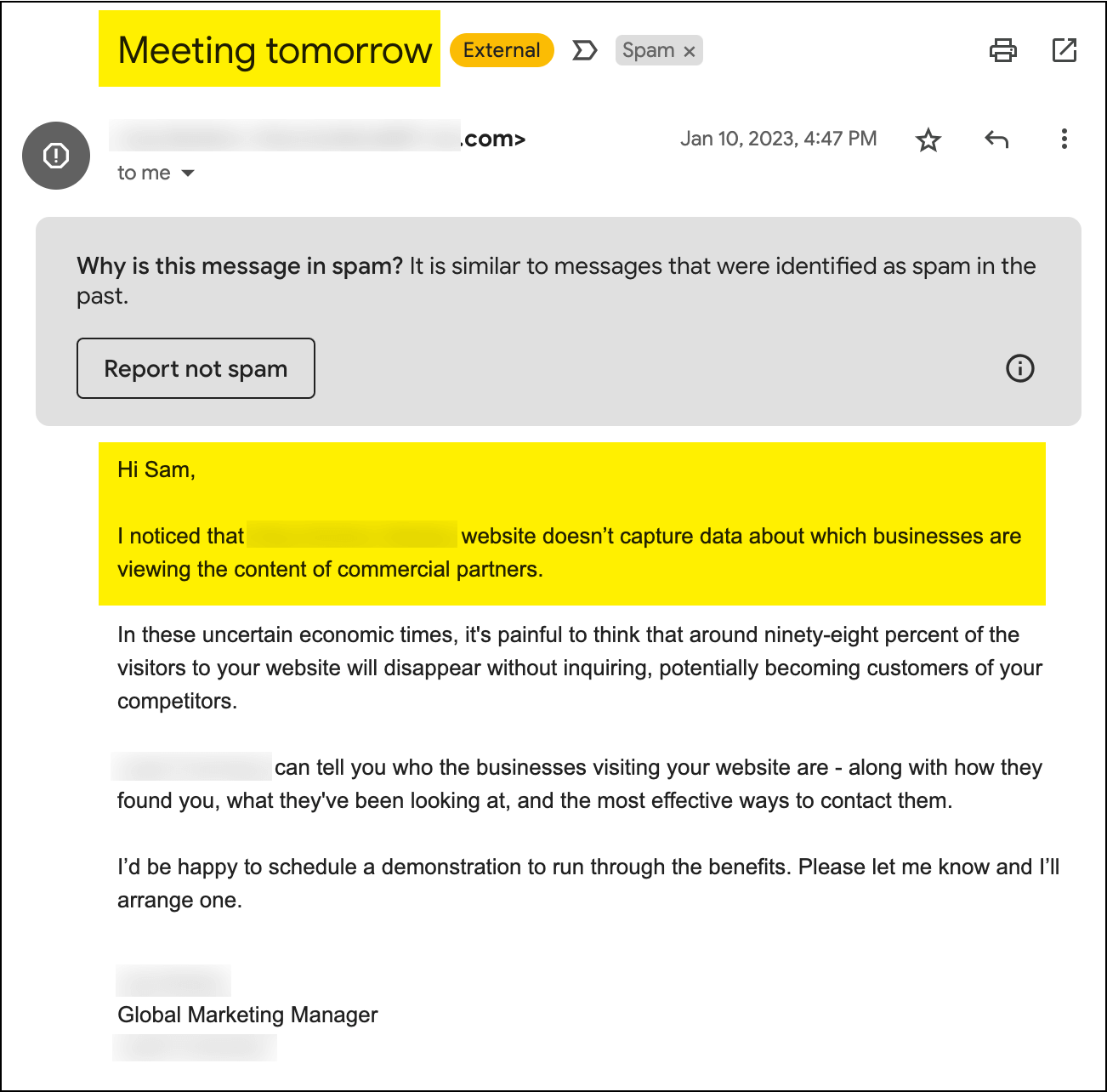 Cold email with a problem for its Problem