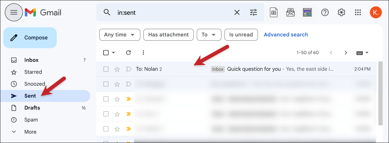 Sent items are in your Gmail sent folder