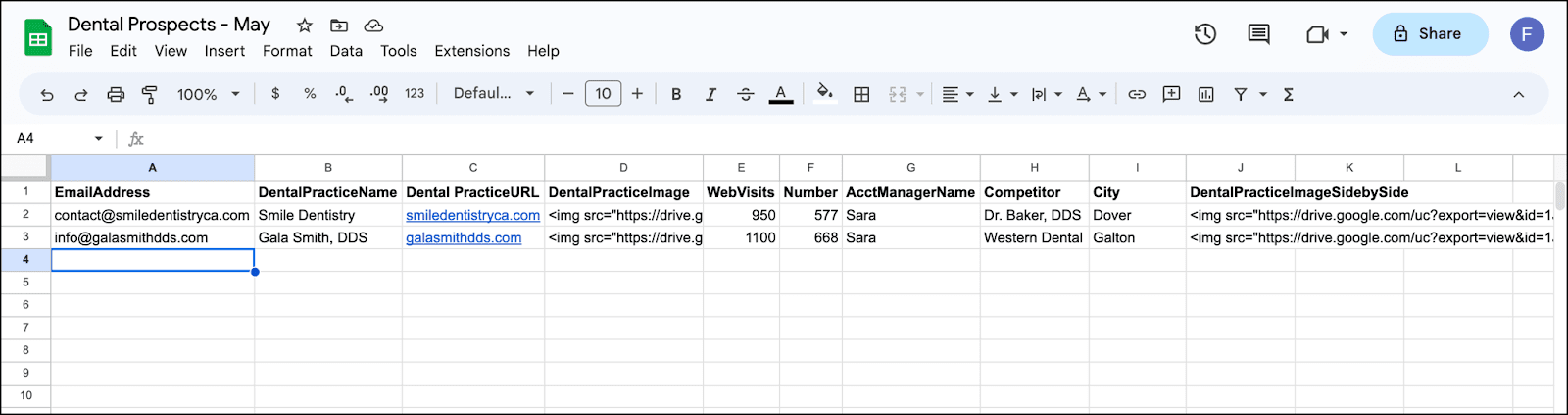 Setting up Google Sheet for cold email campaign