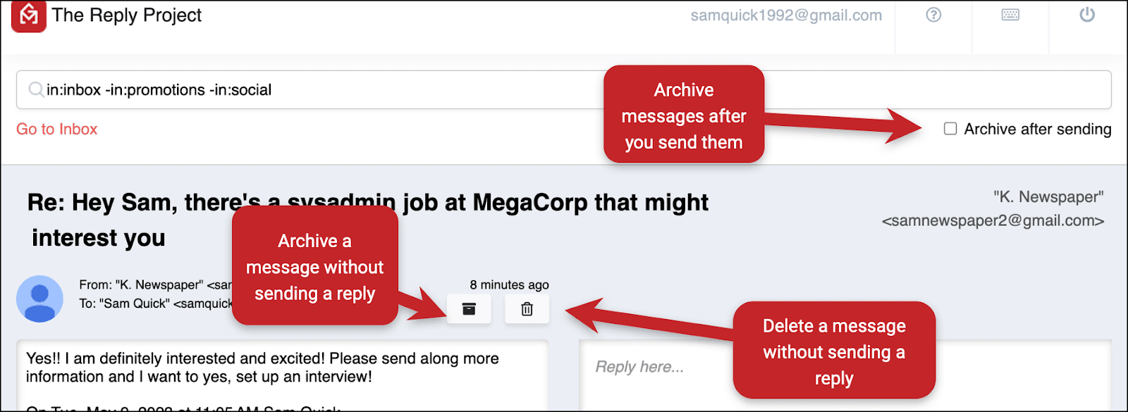 Archiving and deleting messages