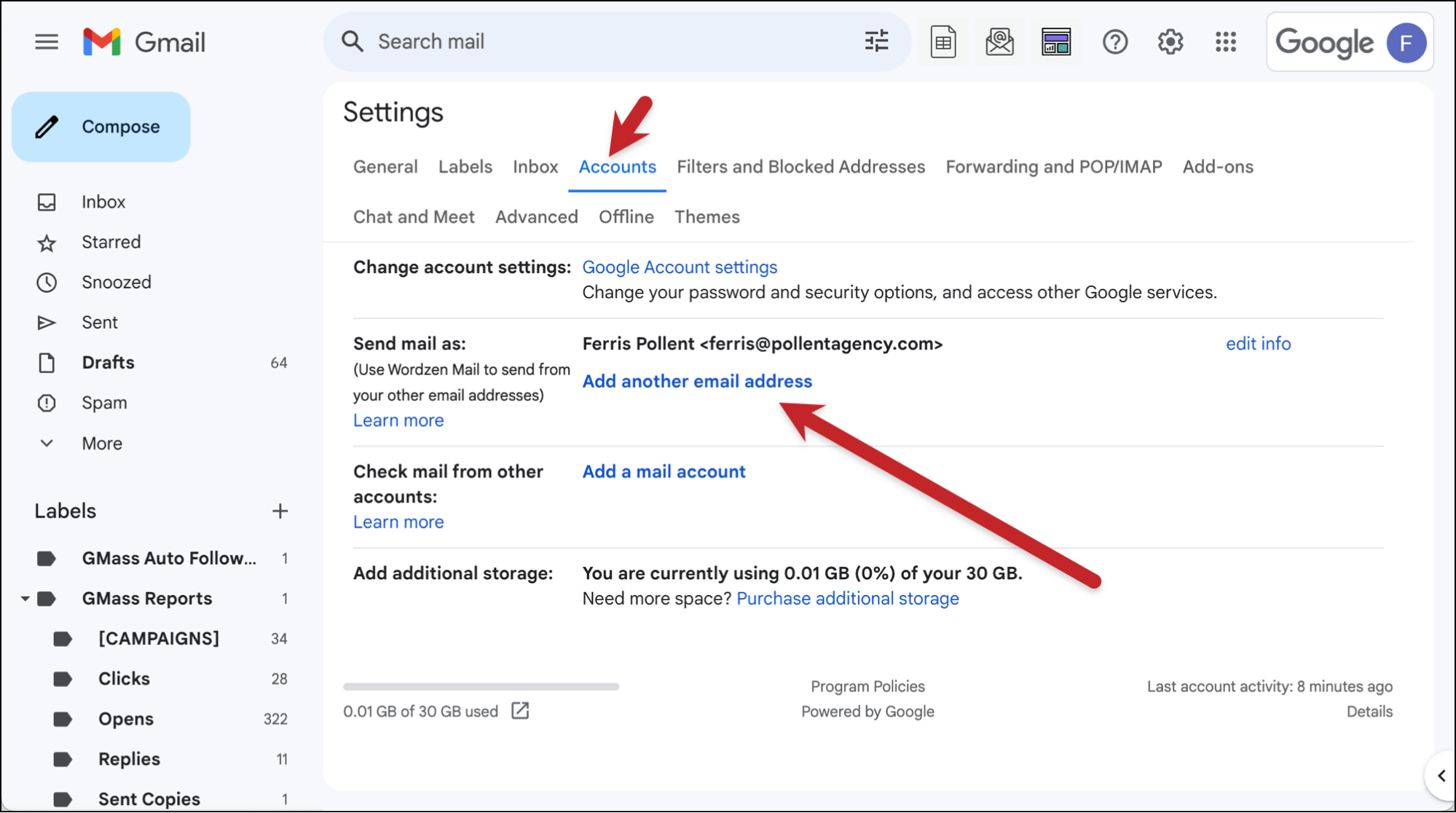 Now add another email address in Gmail