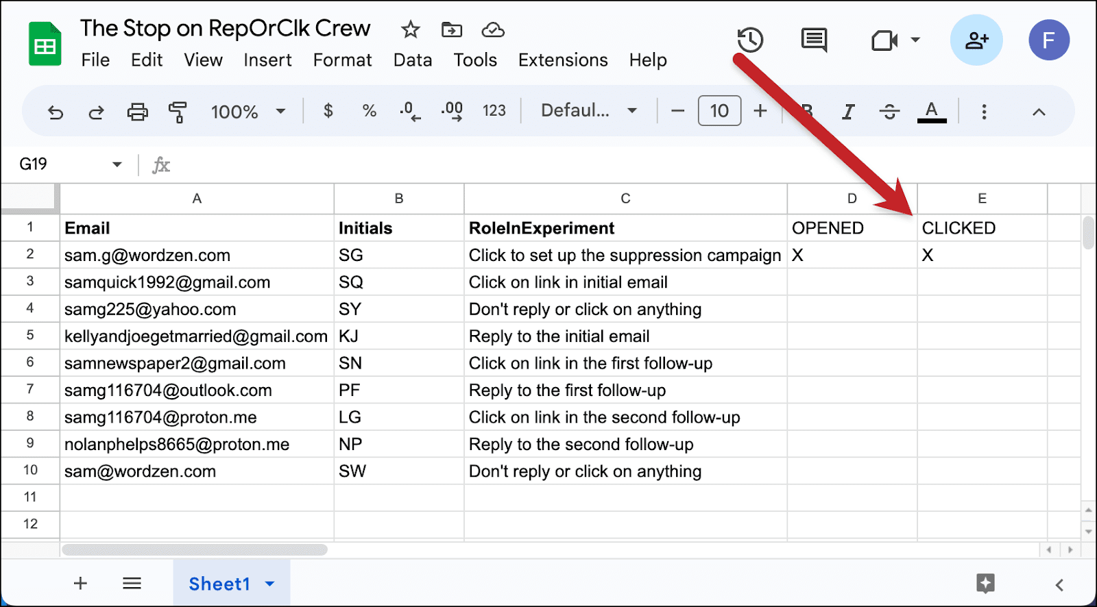 Notice your click has been tracked in your Google Sheet