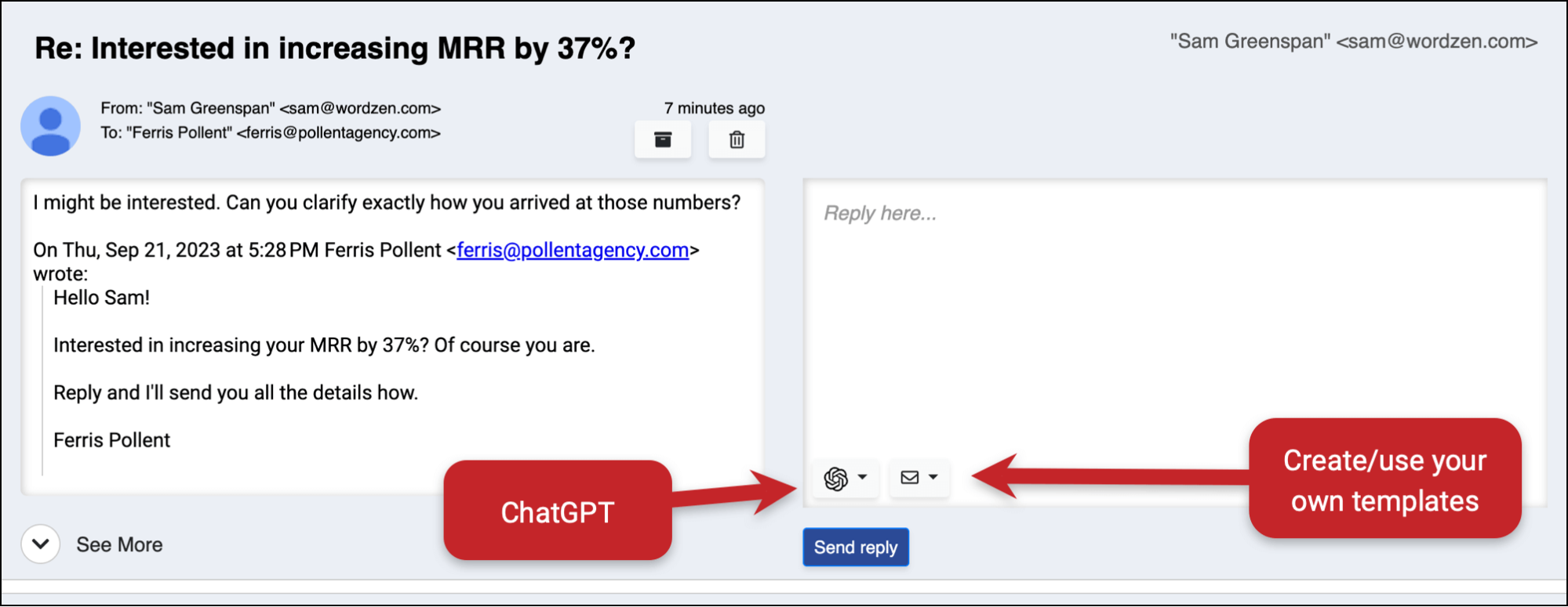 Using ChatGPT and templates in The Reply Project