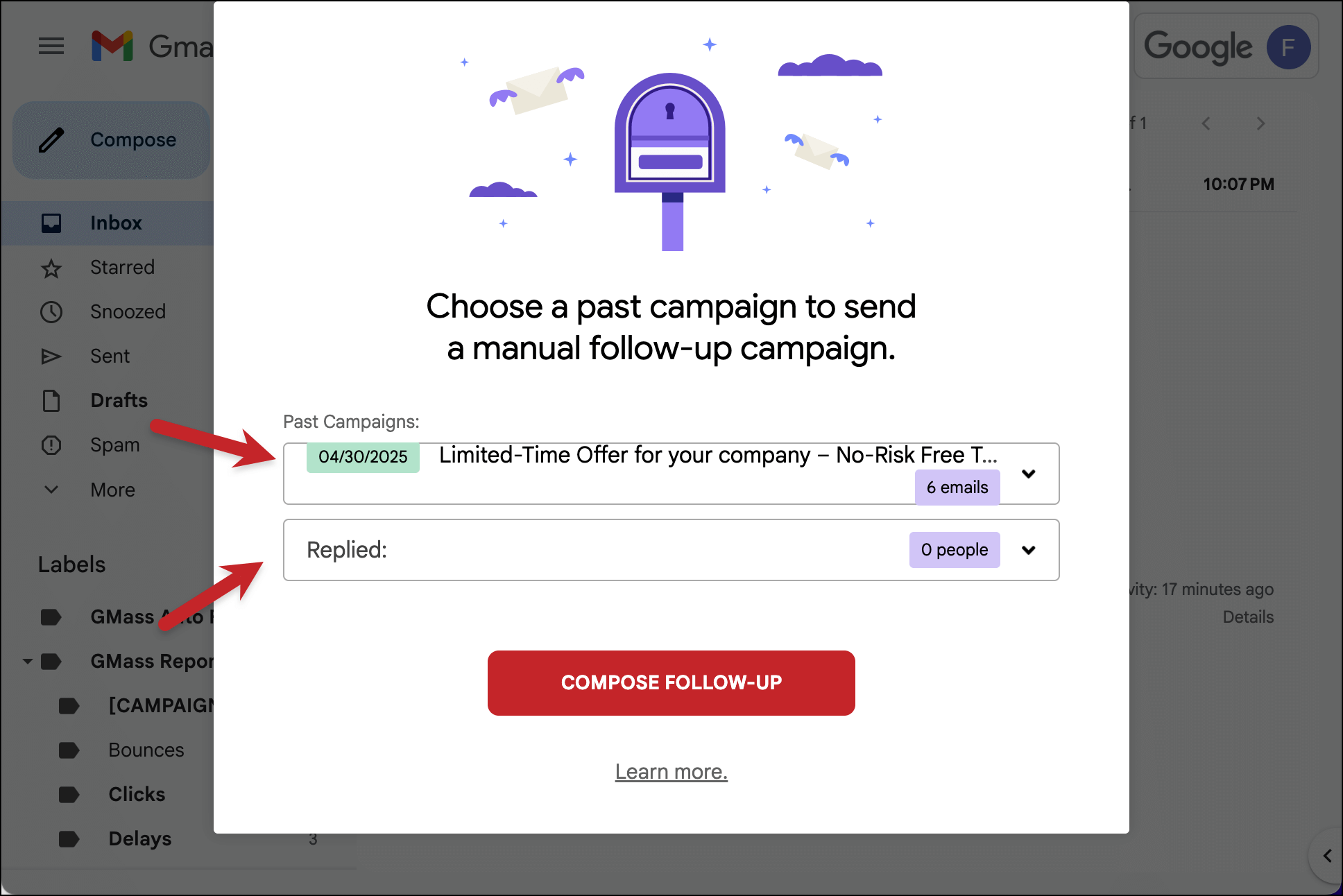 Choose your campaign and behavior