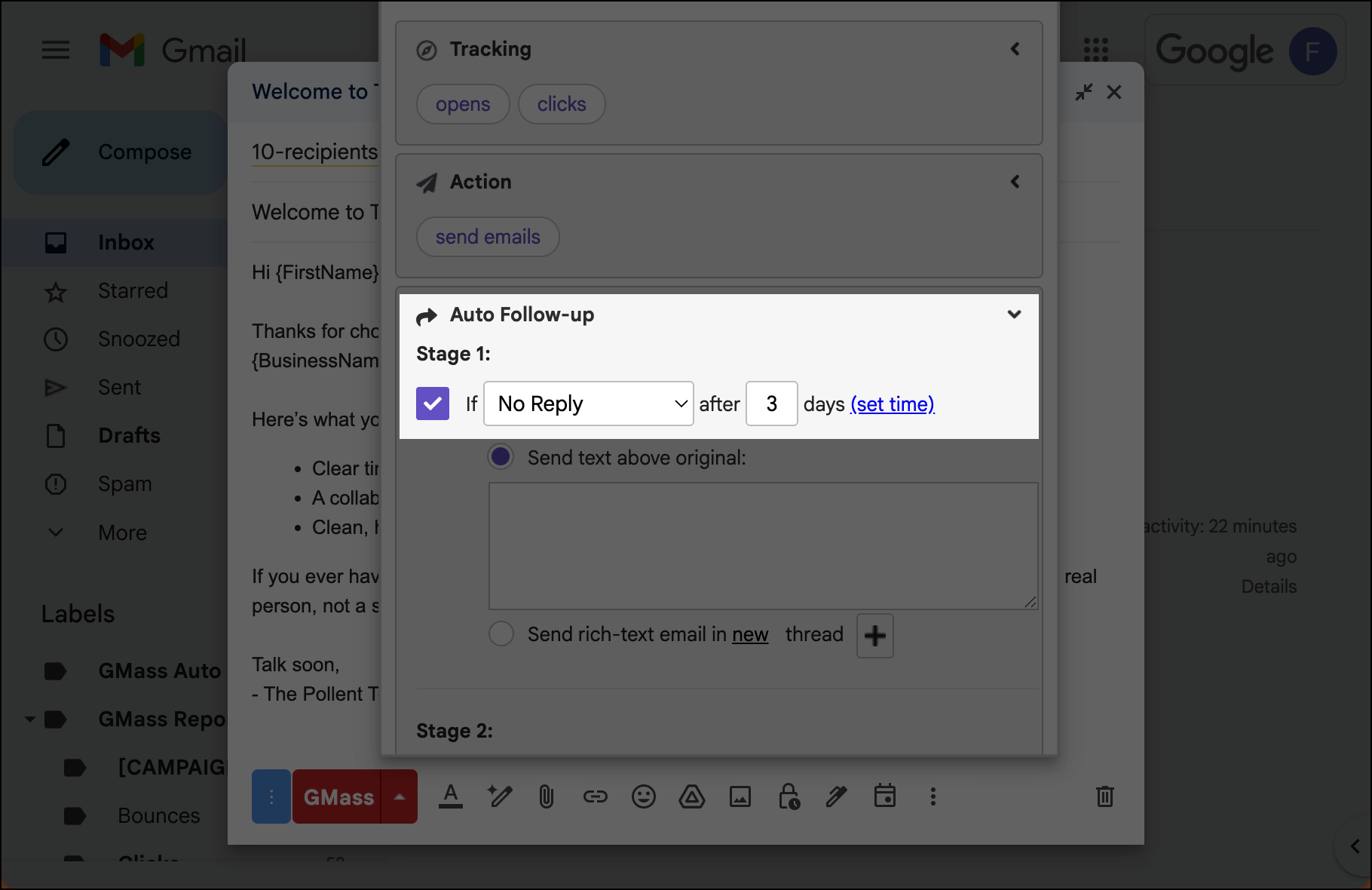 Pick the settings for your follow-up messages
