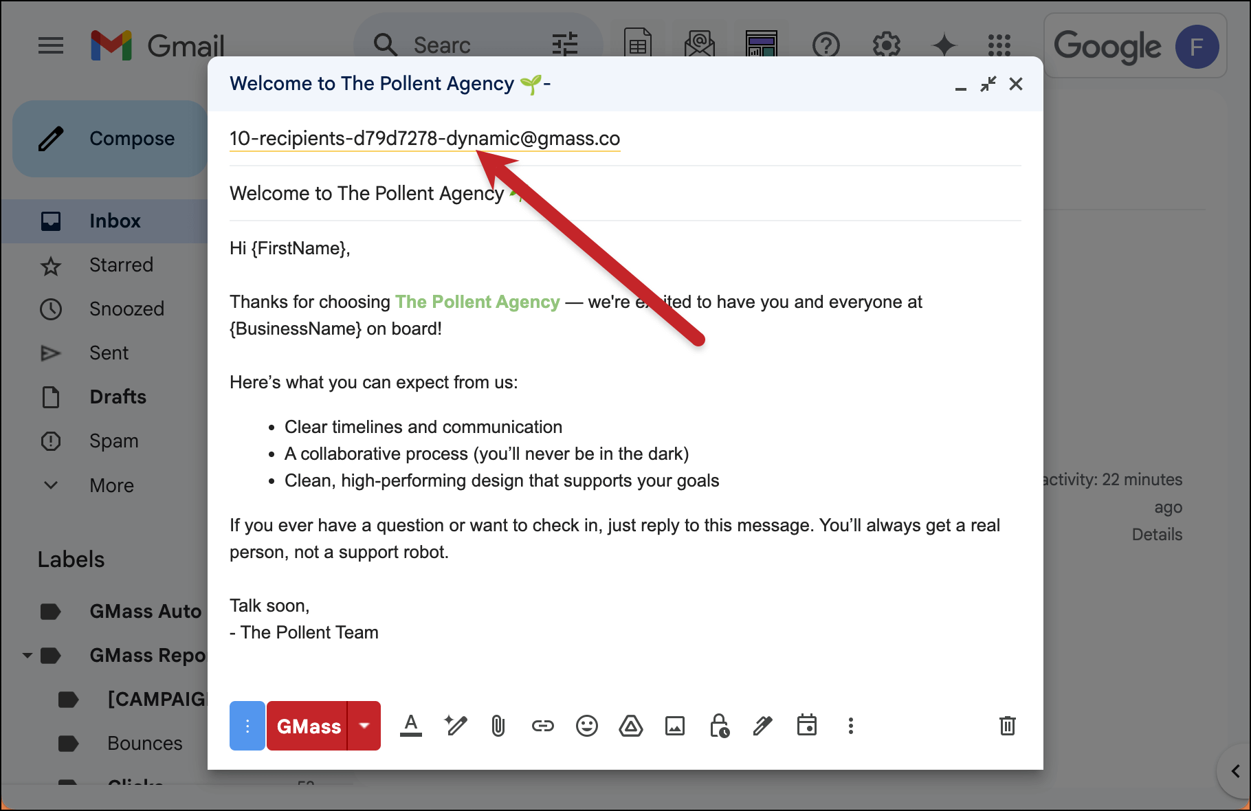 Make the email dynamic
